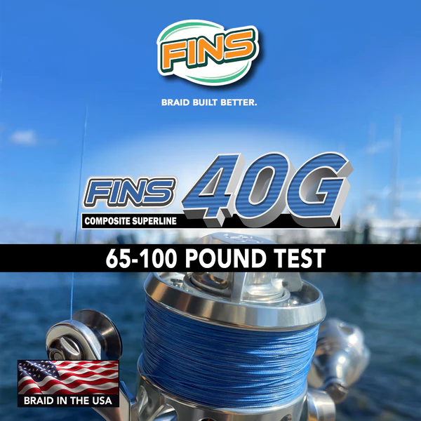 FINS 100lb 2400yards Multi-colors Braided Fishing Line. MADE IN USA. 40%  OFF