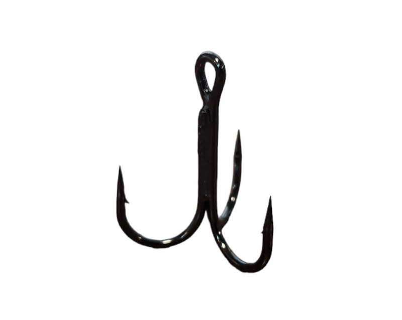 black fishing hook Mustad O'Shaughnessy Bait Nickel 9174NP-BN 5/0 3X Strong BLACK TRIDENT TREBLE HOOKS
